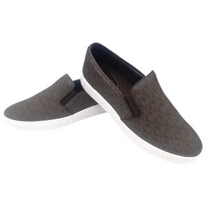 Authentic Michael Kors Keaton Logo Slip On Sneaker Loafers Brown Women's 8